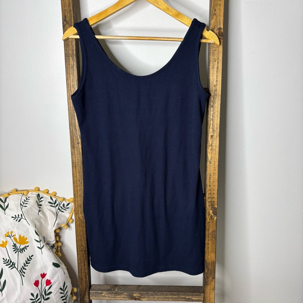 Cupshe Classic Navy Blue Ribbed Women's Tank Top Dress